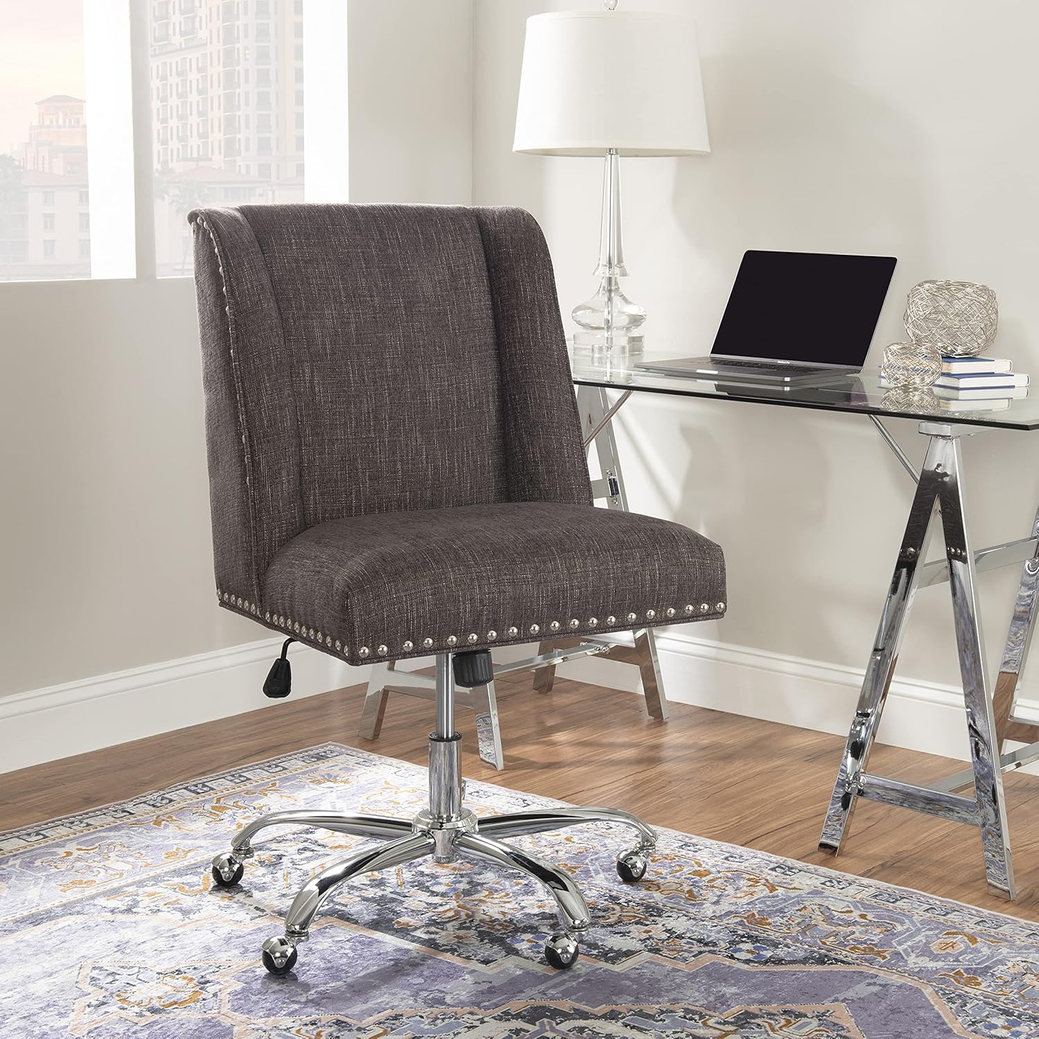 Linon Clayton Charcoal Office Chair